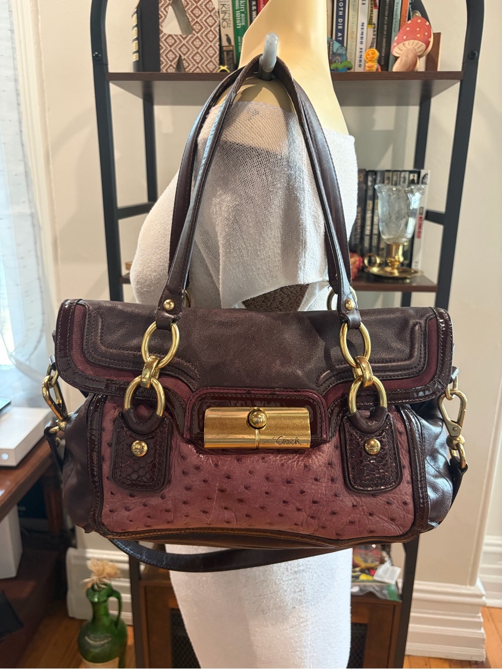 Coach Kristin Purple Ostrich Spectator Bag